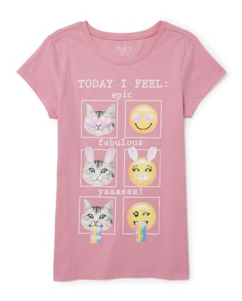 Girls 'Today I Feel: Epic Fabulous Yaaasss!' Emoji Graphic Tee