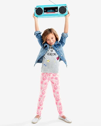 Girls Glitter 'I'd Rather Be Reading' Emoji Graphic Tee