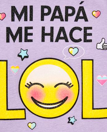 Girls Glitter 'Mi Papa Me Hace LOL' Graphic Tee