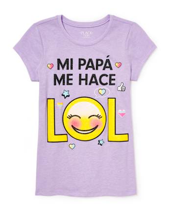 Girls Glitter 'Mi Papa Me Hace LOL' Graphic Tee