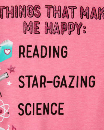 Girls Glitter 'Things That Make Me Happy' List Neon Graphic Tee