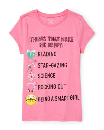 Girls Glitter 'Things That Make Me Happy' List Neon Graphic Tee