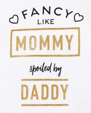 Baby Girls Glitter 'Fancy Like Mommy Spoiled By Daddy' Graphic Bodysuit
