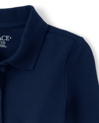 Vestido polo de piqué de manga larga uniforme para niñas