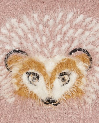 Girls Animal Graphic Fuzzy Sweater