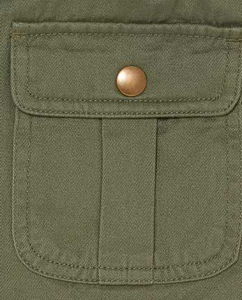 Parka con capucha sintética y parches para niñas