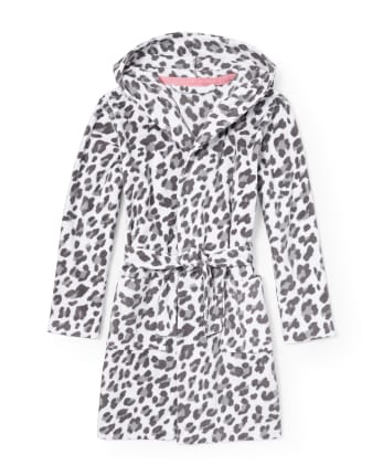 Girls Leopard Hooded Robe