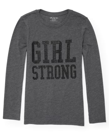 Girls Glitter 'Girl Strong' Graphic Tee
