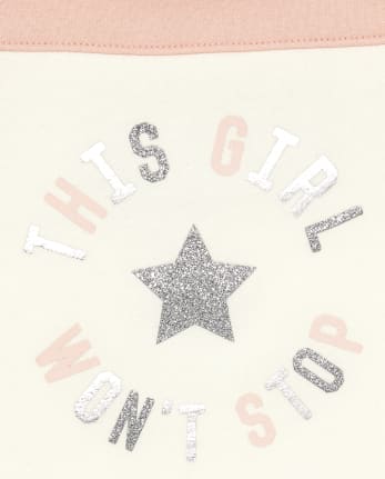 Toddler Girls Long Striped Sleeve Embellished 'This Girl Won't Stop' Fleece Top And Leggings Set