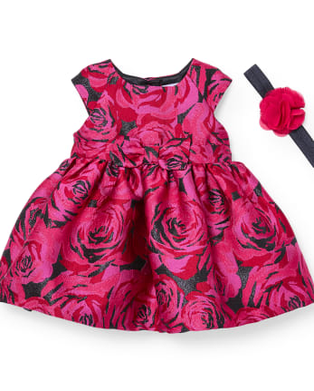 rose jacquard dress