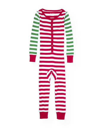 Unisex Kids Holiday Striped One Piece Pajamas