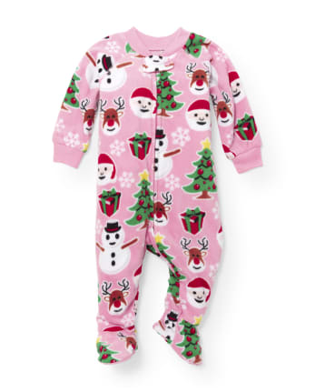 Unisex Baby And Toddler Christmas Glacier Fleece Fleece Footed One Piece Pajamas