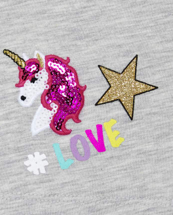 Girls Embellished Patch Graphic Top