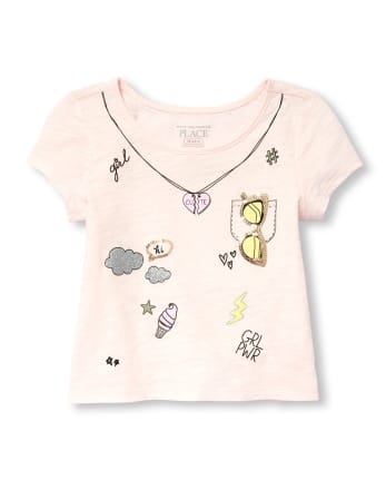 Toddler Girls Embellished Graphic Top