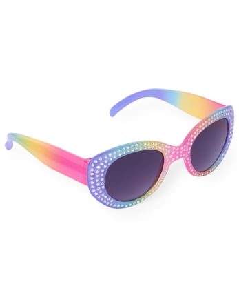Toddler Girls Faceted Rainbow Oval Sunglasses