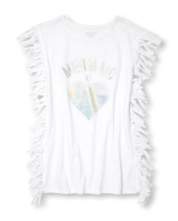 Cache-maillot sans manches en aluminium pour fille avec franges en forme de cœur « Sirène à »