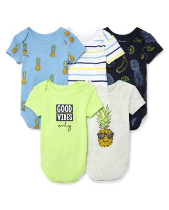 Baby Boys Pineapple Print Bodysuit 5-Pack