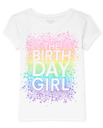 Girls Birthday Graphic Tee - WHITE