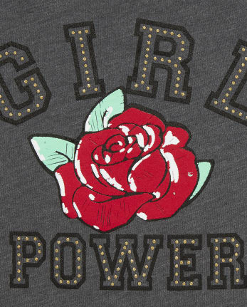 Camiseta con gráfico a juego de niñas, mamá y yo, con purpurina Girl Power Rose