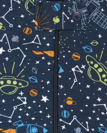 Baby And Toddler Boys Space Snug Fit Cotton One Piece Pajamas 3-Pack