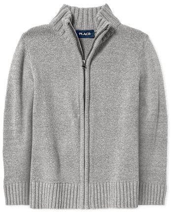 Suéter de cuello simulado con cremallera de uniforme para niños