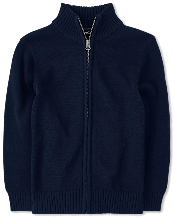 Suéter de cuello simulado con cremallera de uniforme para niños
