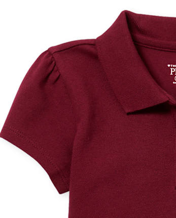 Polo d'uniforme en piqué à volants pour toute-petite fille