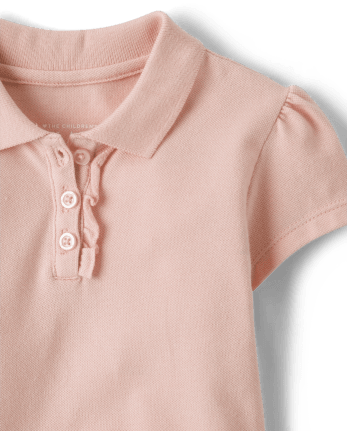 Toddler Girls Uniform Ruffle Pique Polo