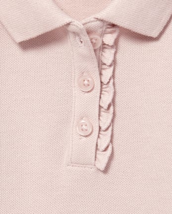 Toddler Girls Uniform Ruffle Pique Polo