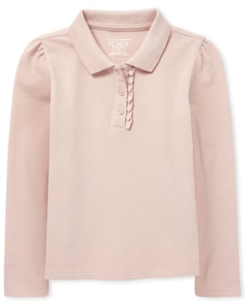 Toddler Girls Uniform Ruffle Pique Polo