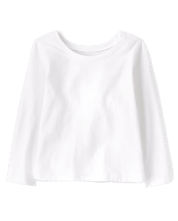 Camiseta básica de capas de manga larga para bebés niñas pequeñas | The Children's Place - WHITE