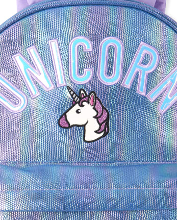 Girls 'Unicorn Squad' Textured Iridescent Backpack