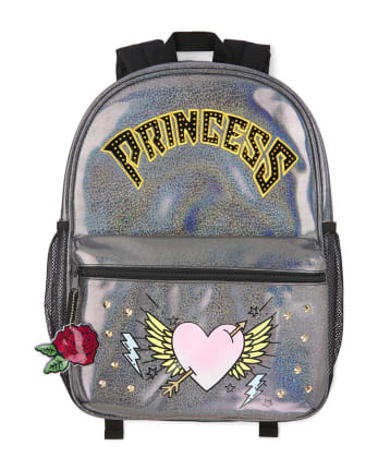 Girls Embellished 'Princess' Holographic Backpack
