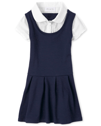 Girls Uniform Ponte Knit 2 In 1 Dress - TIDAL