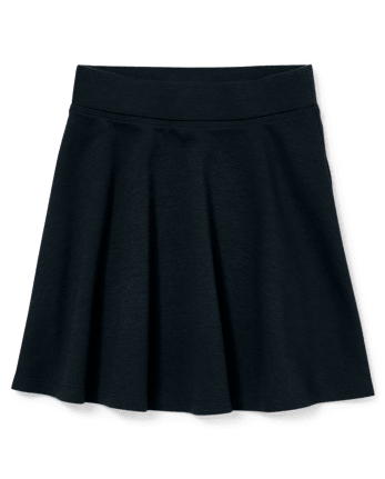 \Jupe-short uniforme en tricot point de Rome pour fille\ - BLACK