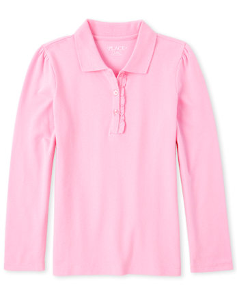 Girls Uniform Ruffle Pique Polo