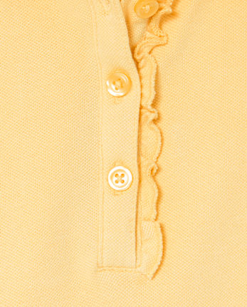 Polo de piqué con volantes de manga larga uniforme para niñas