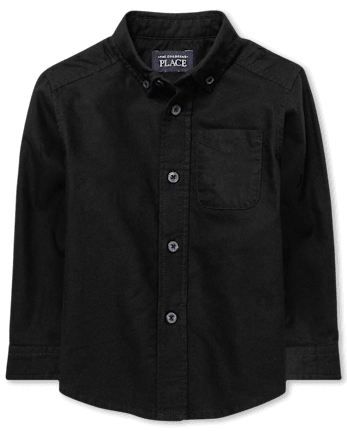 Baby And Toddler Boys Uniform Long Sleeve Oxford Button Down Shirt BLACK The Children s Place