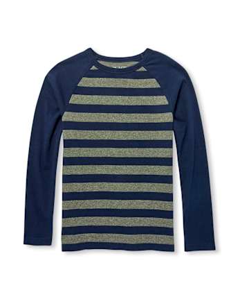 Boys Long Raglan Sleeve Striped Top