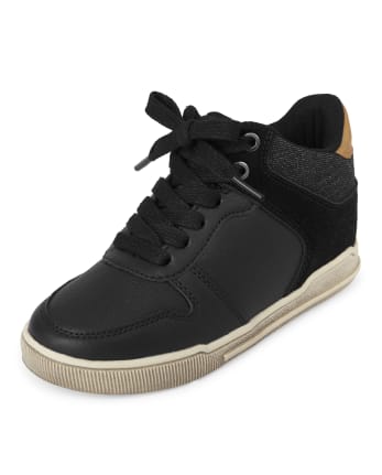 Boys Hi Top Faux Leather Sneakers | The Children's Place
