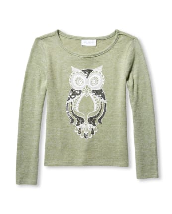 Haut pull léger à motif graphique et ornements pour fille