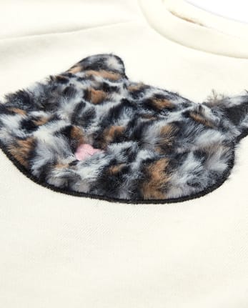 Baby And Toddler Girls Active Long Sleeve Faux Fur Graphic Pullover