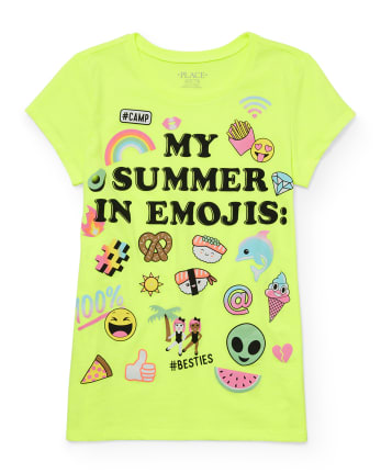 Camiseta estampada con emoji de verano para niña