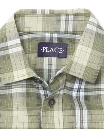 Boys Plaid Poplin Button Up Shirt