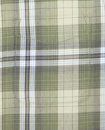Boys Plaid Poplin Button Up Shirt