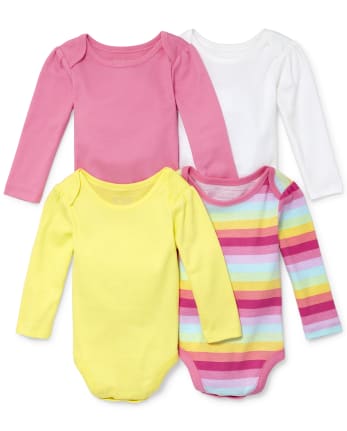 Baby Girls Rainbow Striped Bodysuit 4-Pack