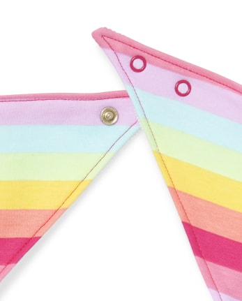 Baby Girls Rainbow Striped Bandana Bib 4-Pack