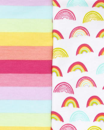 Pack de 4 baberos tipo bandana con rayas arcoíris para bebé niña