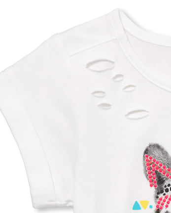 Girls Destructed Studded Graphic Top