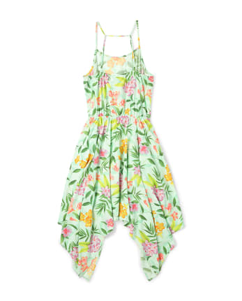 Womens Mommy And Me Tropical Floral Matching Hanky Hem Dress